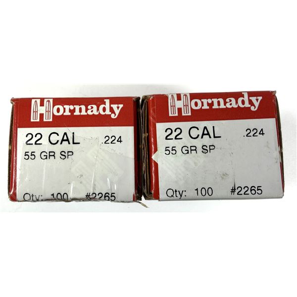 22 CAL Hornady Bullets 55 Grain x200