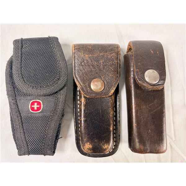 x3 Small Folding Knife Pouches - Leatherman, Swiss