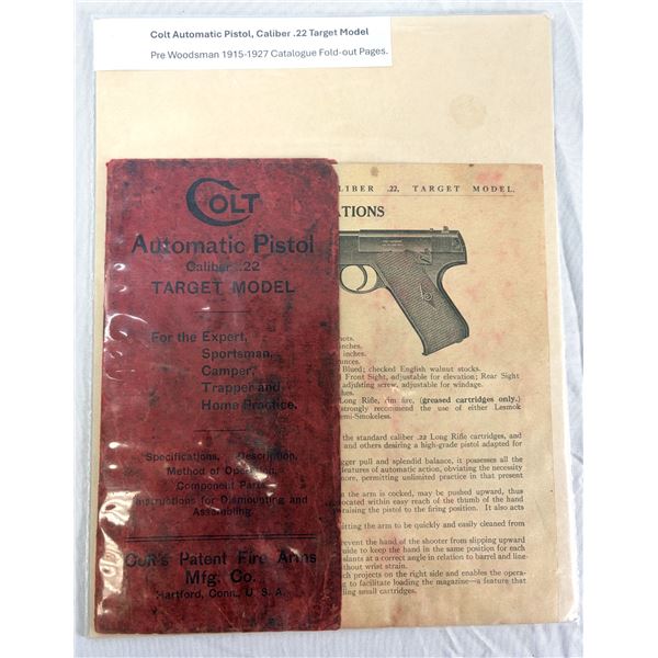 Colt Automatic Pistol .22 Catalog - 1915-1927