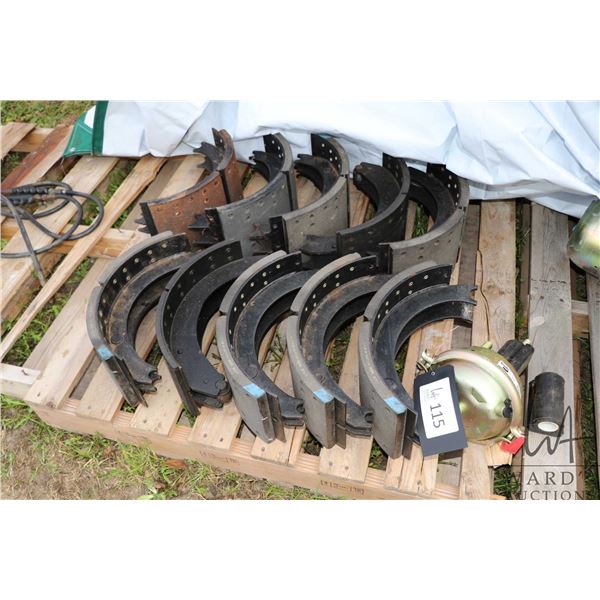 Ten brake shoes and a Bendix pot