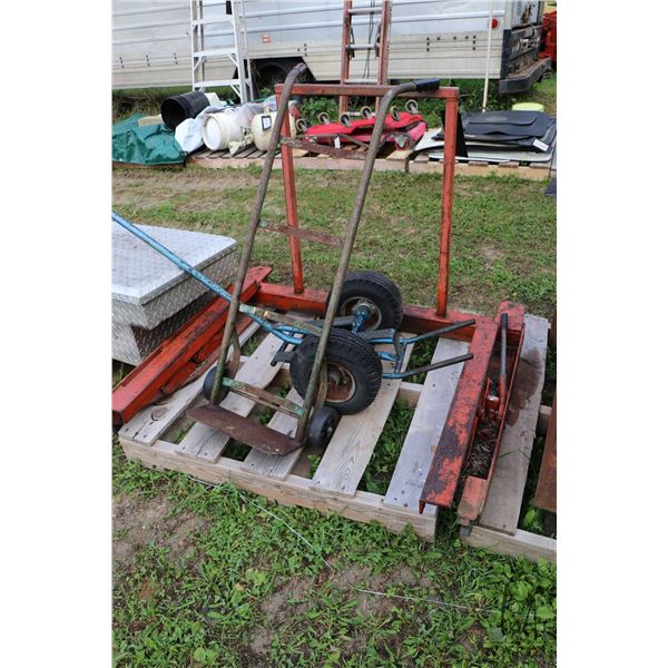 Dolly for handing large wheel on shop floor plus other dollies