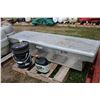 Image 1 : Aluminum truck bed tool box, 15"h x 61"w at lower section and 72"w at upper section x 21"d
