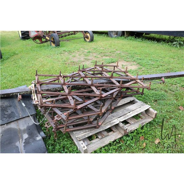 Four section drag harrow with 10' draw bar