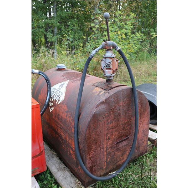 John Wood fuel tank 30" H X 29" W X 29" D Fitted with manual pump, not tested