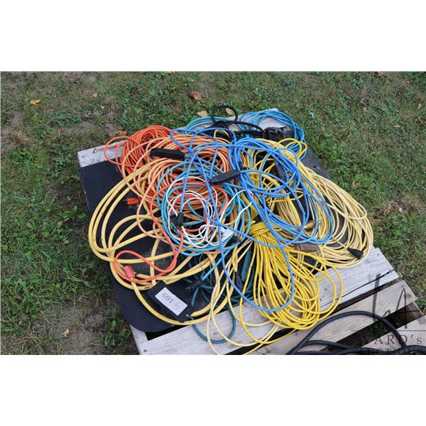 Pallet of 110 Volt extension cords including light and heavy duty