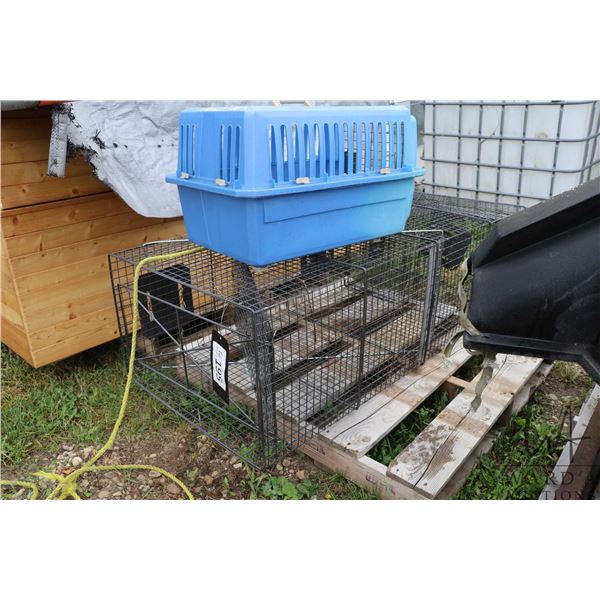 Live animal trap 25" H X 17" W X 57" D plus a small animal carrier