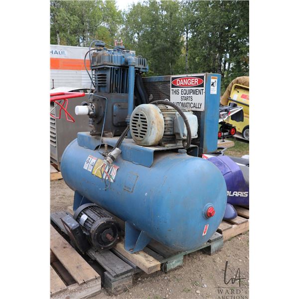 230/460 three phase twin cylinder air compressor, includes extra motor, not tested