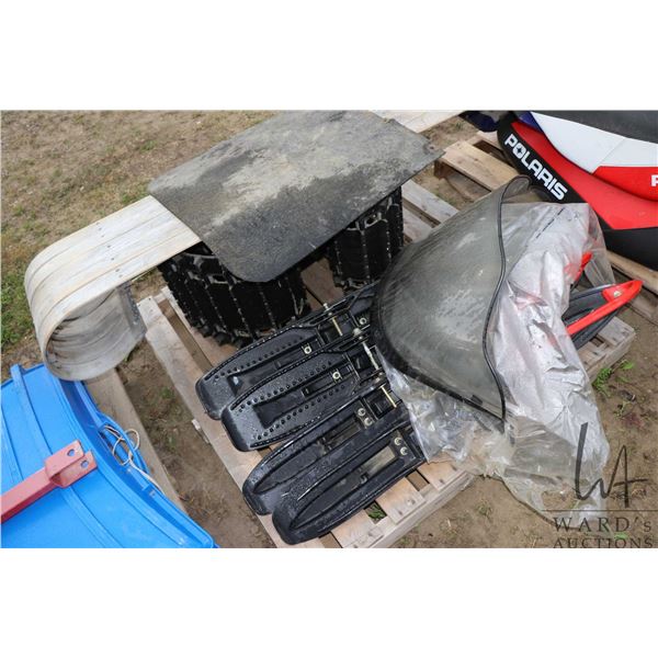 Snowmobile track, skis, windshields etc. possibly for lot 200