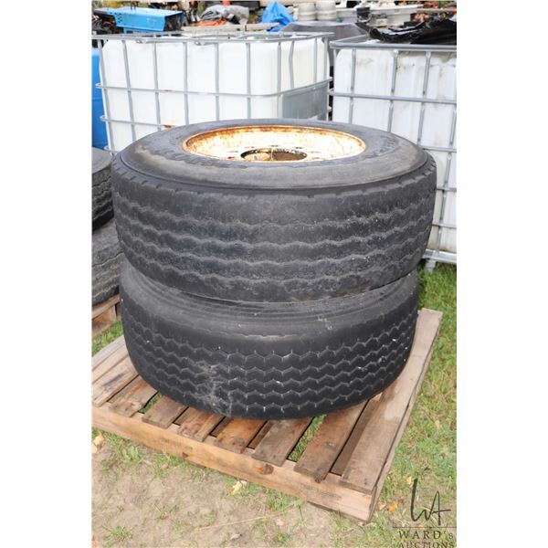 Pair of 22.5" rims, note: tires worn