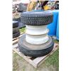 Image 1 : Two 22.5" rims, one Michelin 10R 22.5 XZE tire and GM marked alloy 8 bolt rim fitted with Michelin L