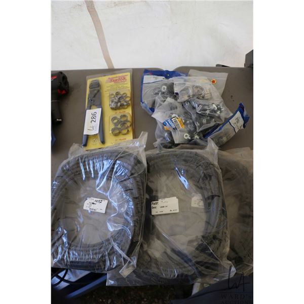 Selection of wire loom, Odel style clamps etc.