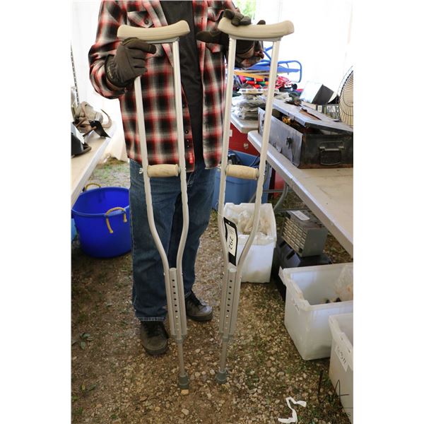 Pair of aluminum crutches