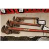 Image 1 : Three graduated sized Ridgid pipe wrenches
