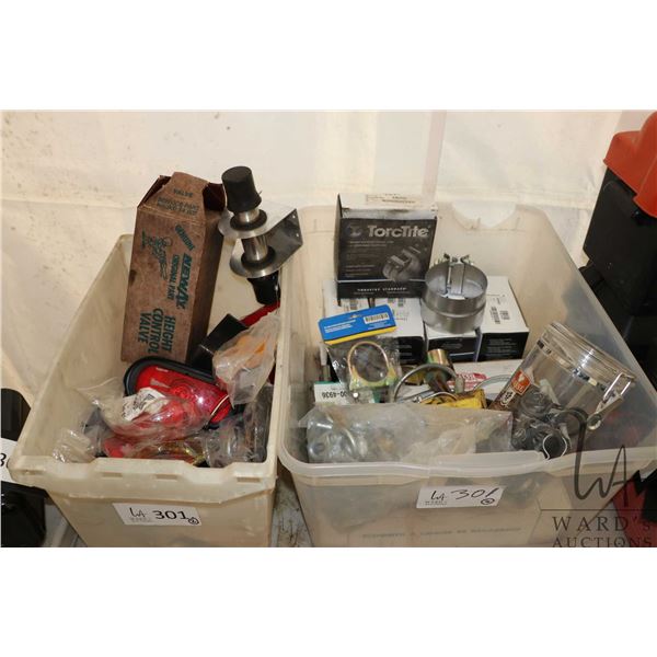 Selection of truck parts including exhaust clamps, lights etc.