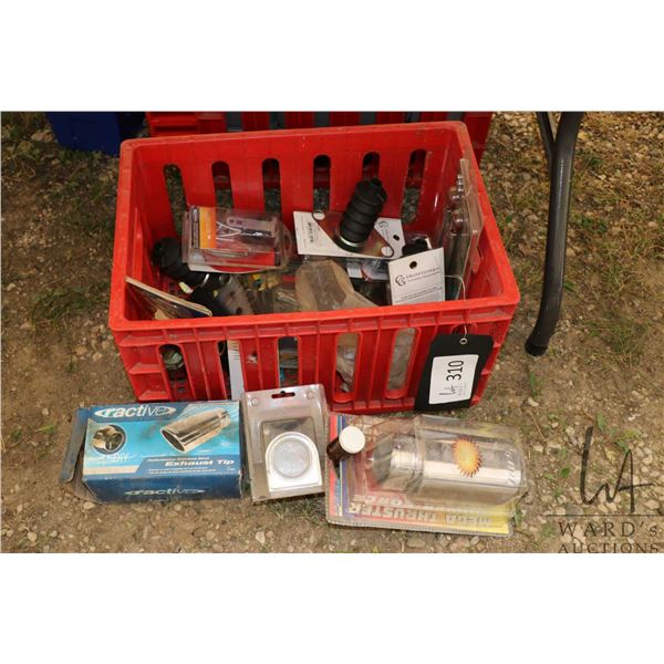 Selection of miscellaneous truck items including boots, gauge, exhaust tip etc.