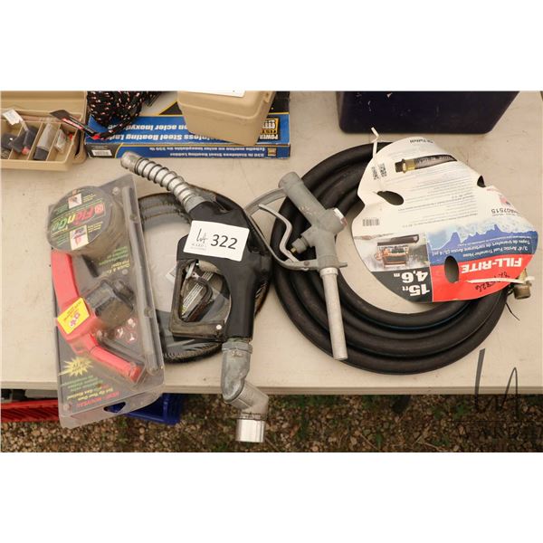 Gas pump nozzles and hose
