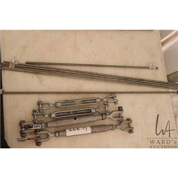 Four turn buckles and selection of threaded rod