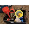 Image 1 : Selection of funnels, oil jug etc.