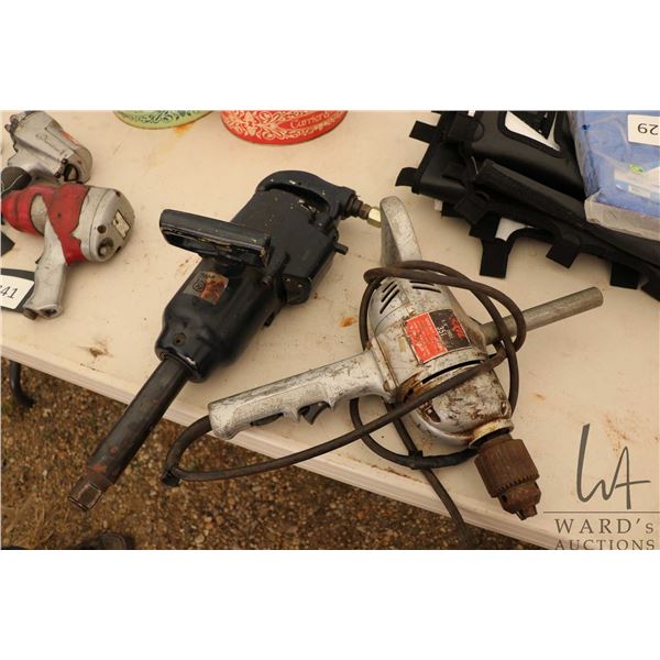 Large Skil electric drill and Central Pneumatic 1" impact wrench