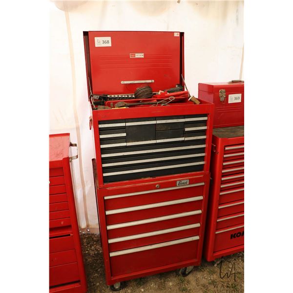 Tool box and contents including sockets, pliers, electrical tester, punches, torques drivers, wrench