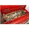 Image 2 : Too box and contents including pry bars, nut drivers, hydraulic fittings, miniature screw drivers, c