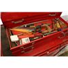 Image 3 : Too box and contents including pry bars, nut drivers, hydraulic fittings, miniature screw drivers, c