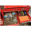 Image 6 : Too box and contents including pry bars, nut drivers, hydraulic fittings, miniature screw drivers, c