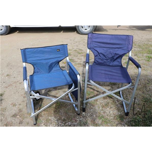 Two folding camp chairs