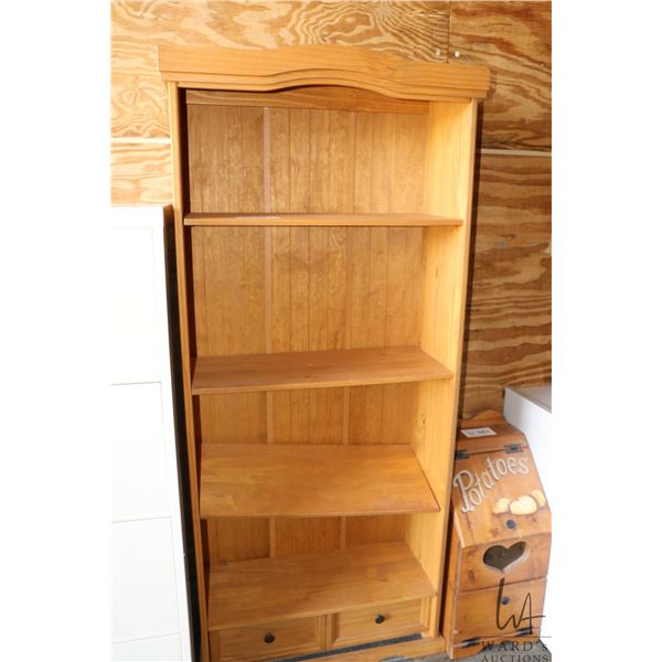 Four tier open wooden shelf