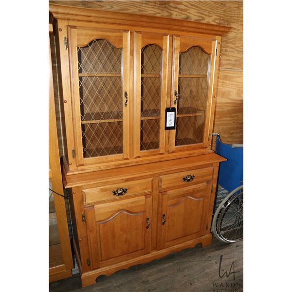 Semi contemporary maple dining room sideboard with display hutch