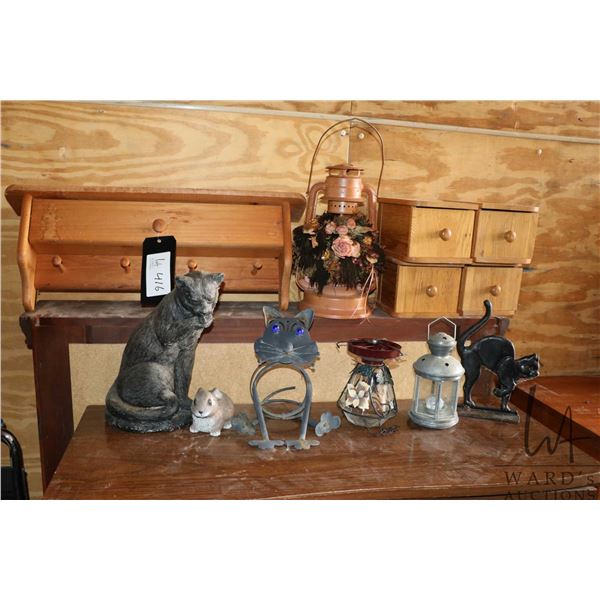 Selection of decor including coat hook with storage, lanterns etc.