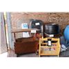 Image 1 : Selection of furniture including stoll, side table, magazine rack, mirror etc. SPECIAL PICKUP NOTE; 