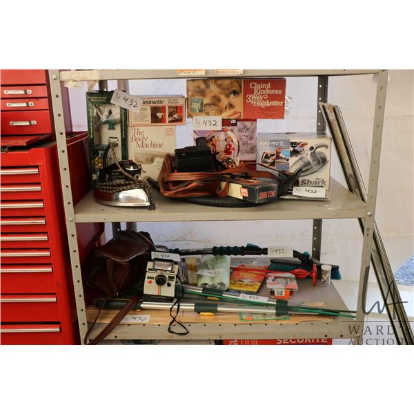 Electric iron paint mixer, cameras,