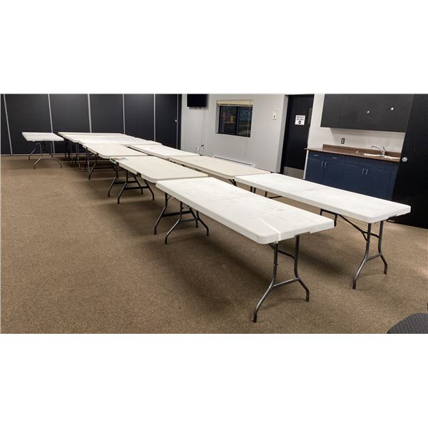GROUP OF 11, 6' COMMERCIAL FOLD IN HALF UTILITY TABLES