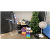 Image 1 : CONTENTS OF CLOSET- BALLOON TIME TANKS, FANS, TV MOUNTS, PLEXIGLASS PODIUM, PULL DOWN PROJECTION