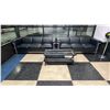 Image 1 : PAIR OF LEATHER WITH CHROME 3 SEAT SOFAS & GLASS TOP COFFEE TABLE