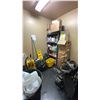 Image 1 : CONTENTS OF JANITORIAL CLOSET- SHOP VAC, CLEANING SUPPLIES, TOILET PAPER, PAPER TOWEL, MOPS, MOP