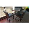 Image 2 : 3' ROUND CHROME CHECKER TOP BAR HEIGHT TABLE WITH 3 LEATHER BAR HEIGHT DINING CHAIRS
