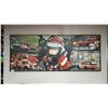Image 1 : LARGE OIL ON CANVAS TRANSFER RACING PRINT APPROX 10' X 4'
