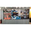 Image 1 : LARGE OIL ON CANVAS TRANSFER RACING PRINT APPROX 10' X 4'