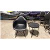 Image 3 : 15 STACKING BANQUET/EVENT CHAIRS, 2 PLASTIC MOLDED ARMCHAIRS WITH MATCHING SIDE TABLES