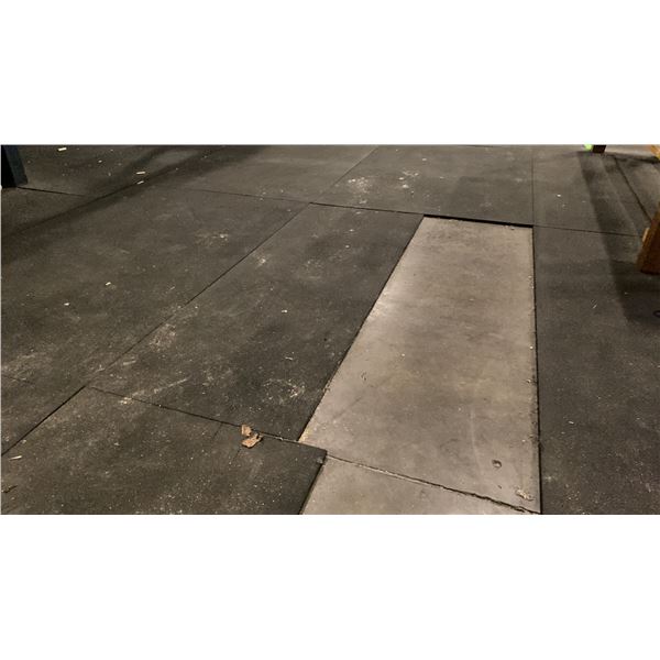 LARGE AREA OF COMMERCIAL RUBBER FLOOR PROTECTION MATS APPROX 80PCS