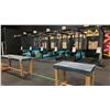Image 1 : LARGE 5 STATION COMMERCIAL AXE THROWING AREA WITH PROJECTORS, SENSORS, KEYBOARDS, MICE, 3 TABLES &