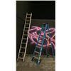 Image 1 : 24' ALUMINUM EXTENSION LADDER & WERNER 8' BLUE LADDER *ONE STEP BENT*