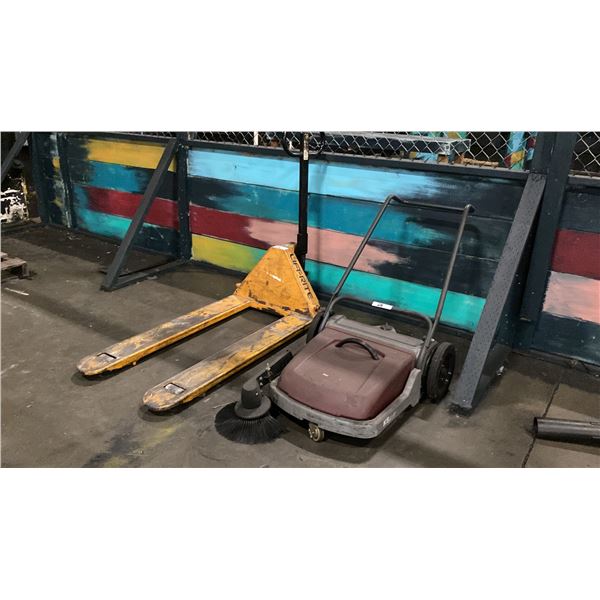 LIFTRITE 5500 LB CAPACITY YELLOW PALLET JACK & FLOOR SWEEPER *LAST DAY REMOVAL*