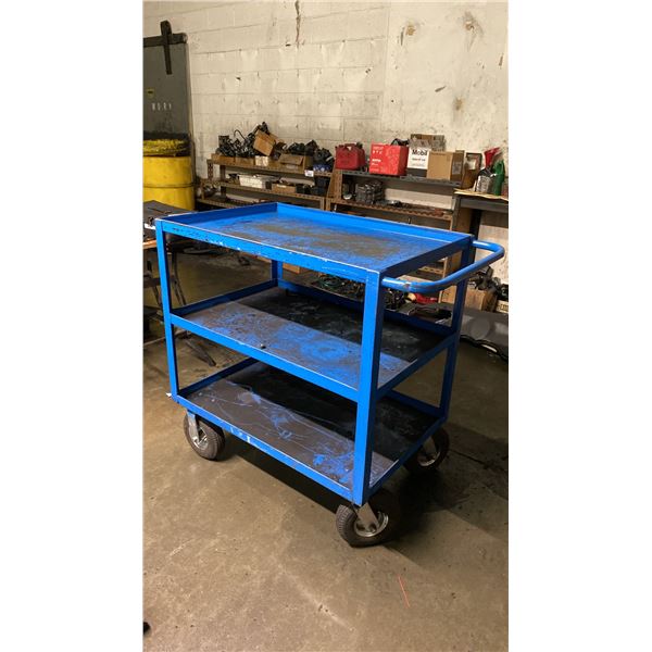 3 TIER BLUE METAL MOBILE SHOP/PARTS CART