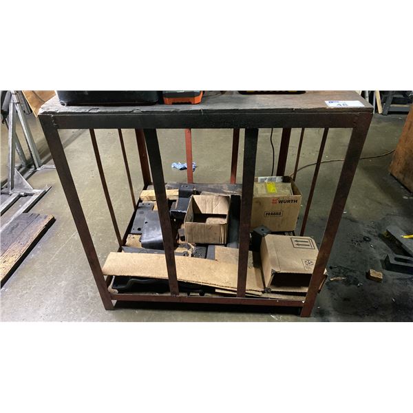 SQUARE METAL FRAME WOOD TOP WORKBENCH WITH BENCH GRINDER *RIDGID TOOLS NOT INCLUDED*