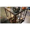Image 4 : SQUARE METAL FRAME WOOD TOP WORKBENCH WITH BENCH GRINDER *RIDGID TOOLS NOT INCLUDED*