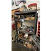 Image 2 : 5 TIER COMMERCIAL SHELVING UNIT WITH ASSORTED TOOLS, HARDWARE & MISC ITEMS *MUST TAKE ALL*