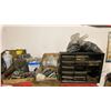 Image 14 : 3 INDUSTRIAL COUNTER HEIGHT SHELVING UNITS AND CONTENTS & PAIR OF ORANGE 40 COMPARTMENT PARTS
